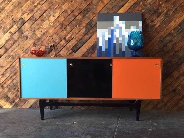 Mid Century Style Custom Cherry Wood Credenza