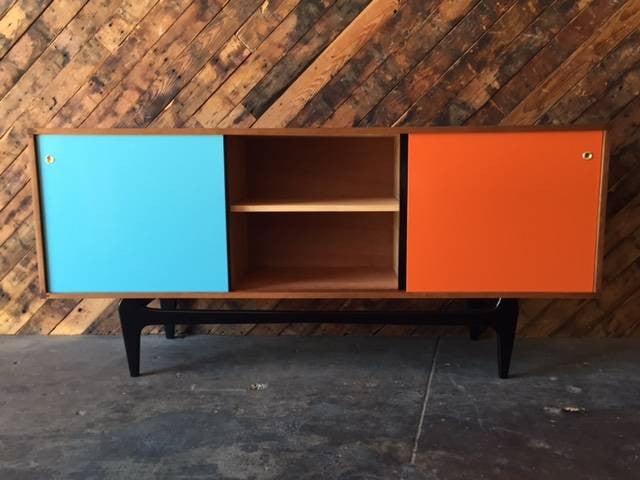 Mid Century Style Custom Cherry Wood Credenza