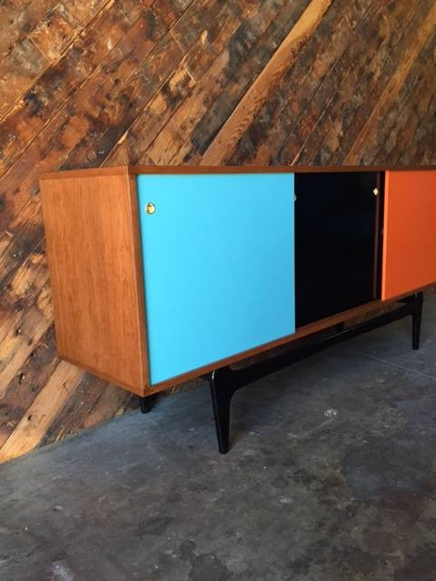 Mid Century Style Custom Cherry Wood Credenza