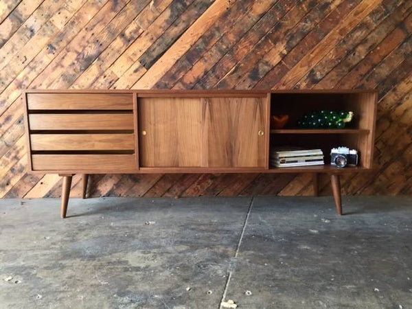 Mid Century Walnut Custom Credenza – The Hunt Vintage