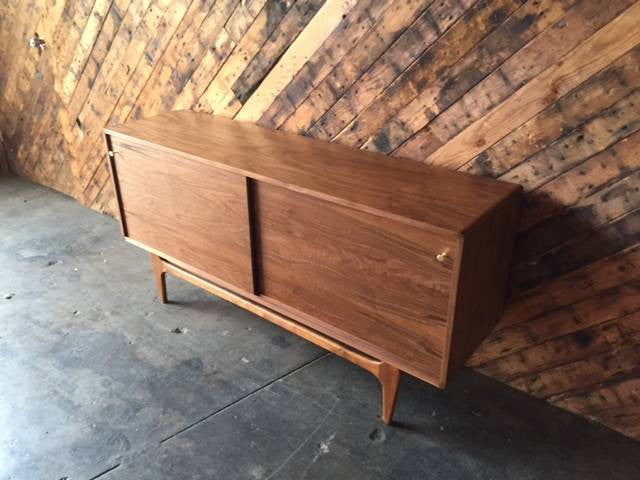 Custom Mid Century Style Walnut Credenza