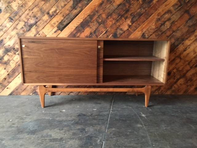 Custom Mid Century Style Walnut Credenza