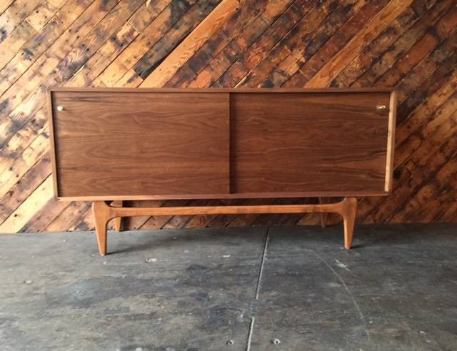 Custom Mid Century Style Walnut Credenza