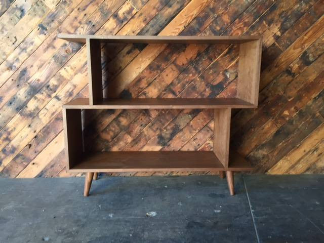 Small Mid Century Style Custom Walnut Zig Zag Shelf