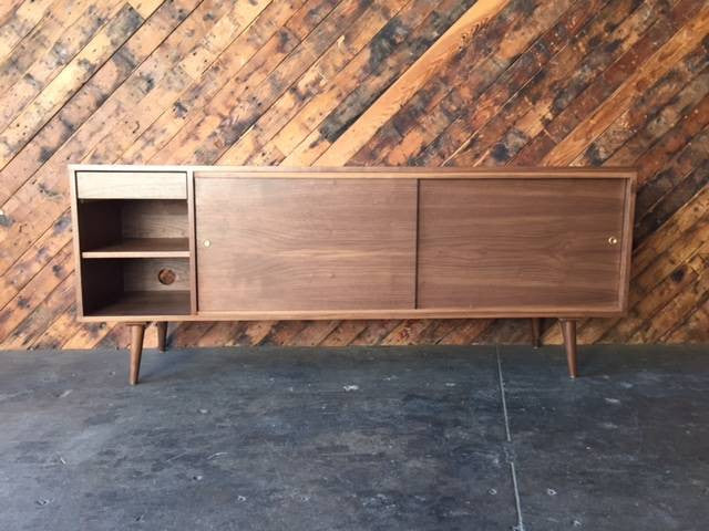 Custom Mid Century Style Walnut Credenza