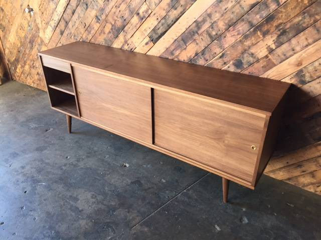 Custom Mid Century Style Walnut Credenza