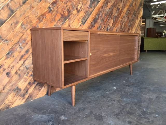 Custom Mid Century Style Walnut Credenza