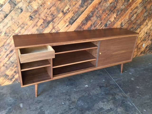 Custom Mid Century Style Walnut Credenza