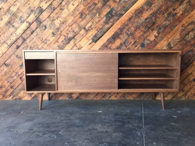 Custom Mid Century Style Walnut Credenza