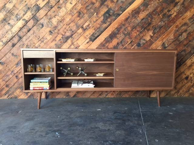 Custom Mid Century Style Walnut Credenza