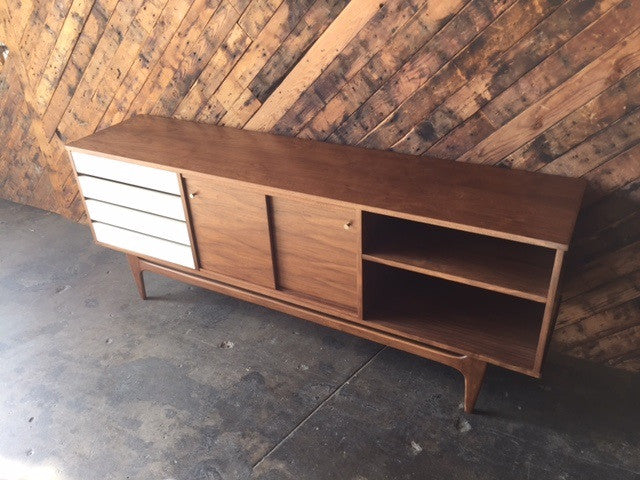 Mid Century Style Custom Walnut Credenza with 4 drawers and 2 doors