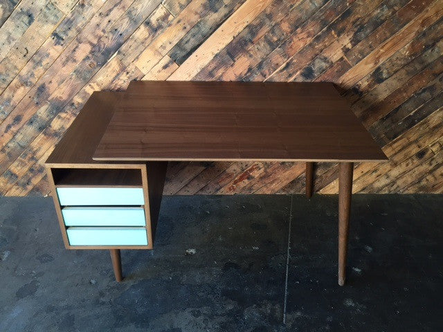 Mid Century Style Custom Walnut Desk