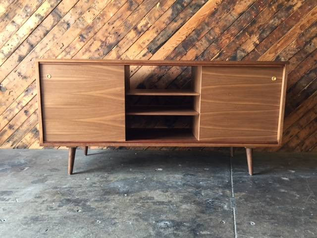 Mid Century Style Custom Walnut Credenza