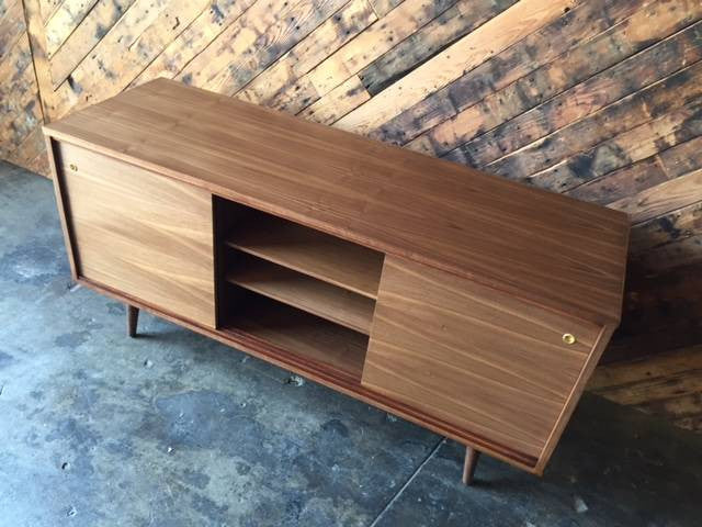 Mid Century Style Custom Walnut Credenza