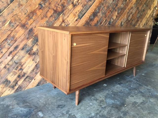 Mid Century Style Custom Walnut Credenza