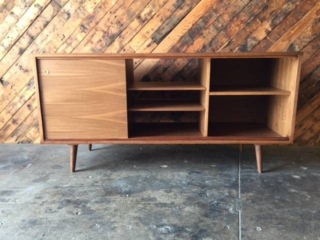 Mid Century Style Custom Walnut Credenza