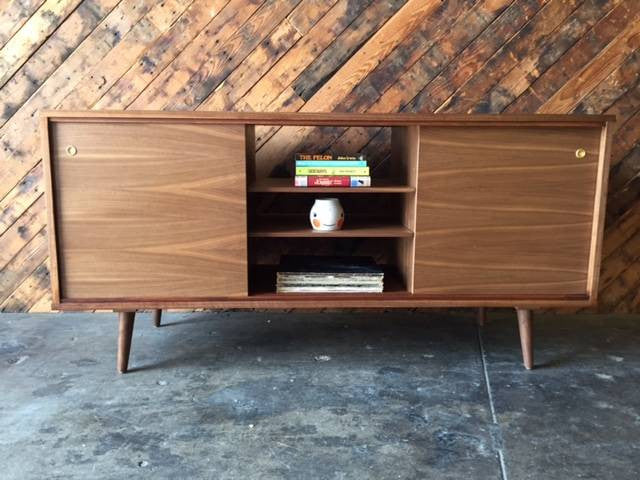 Mid Century Style Custom Walnut Credenza