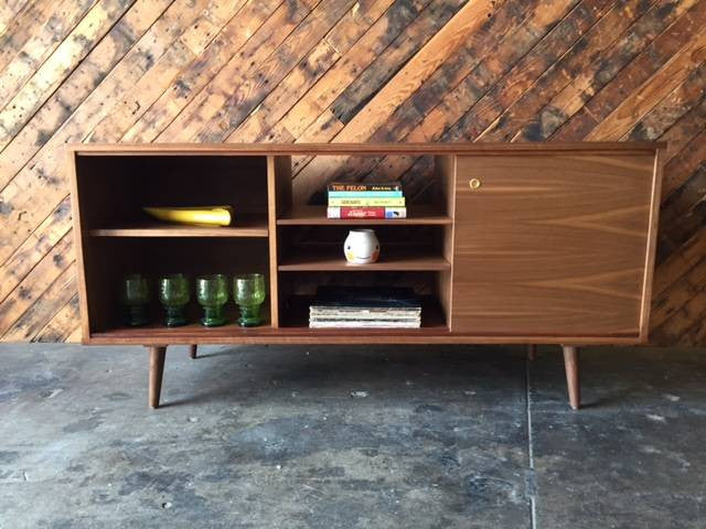 Mid Century Style Custom Walnut Credenza