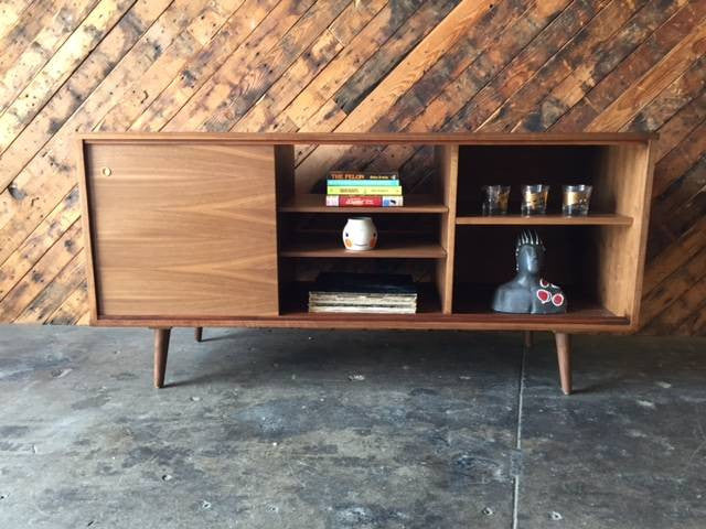 Mid Century Style Custom Walnut Credenza