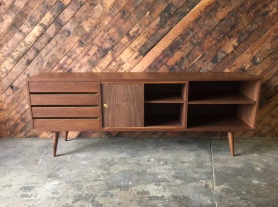 Incredible Mid Century Style Custom Media Console/ Credenza with 4 drawers