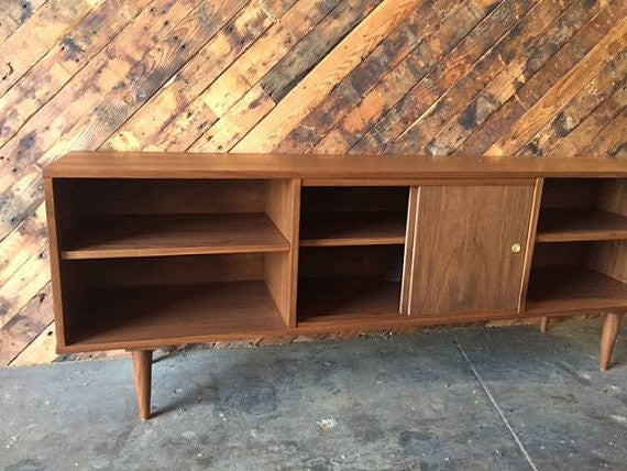 Mid Century Style Custom Walnut Credenza with 3 bays