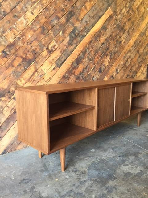 Mid Century Style Custom Walnut Credenza with 3 bays