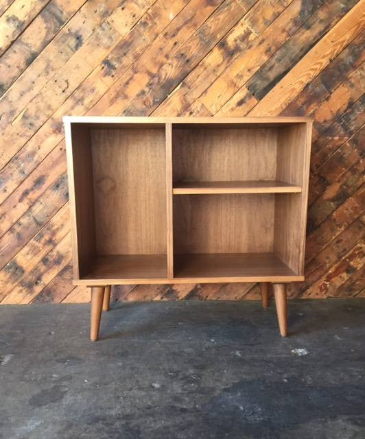 Mid Century Style Custom Walnut Bar Record Cabinet