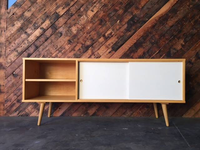 Mid Century Style Custom Maple Media Credenza