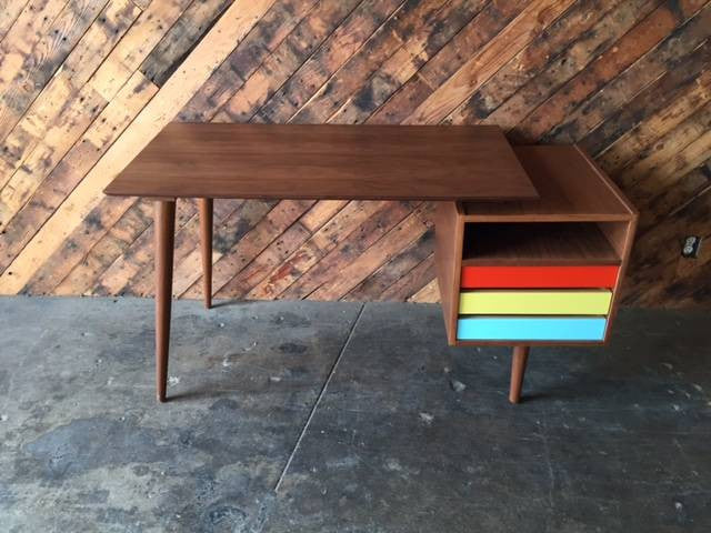 Mid Century Style Custom Walnut Desk