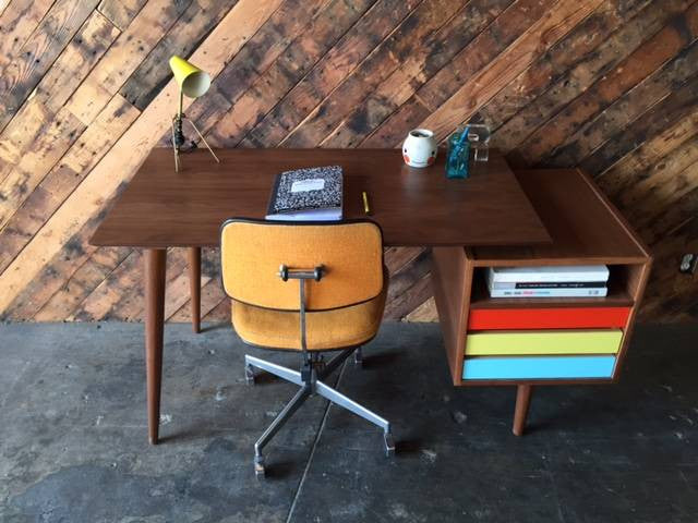 Mid Century Style Custom Walnut Desk