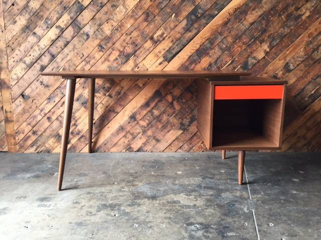 Mid Century Style Custom Large Walnut Desk