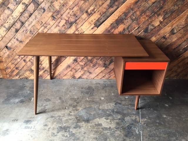 Mid Century Style Custom Large Walnut Desk