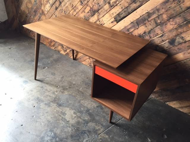 Mid Century Style Custom Large Walnut Desk