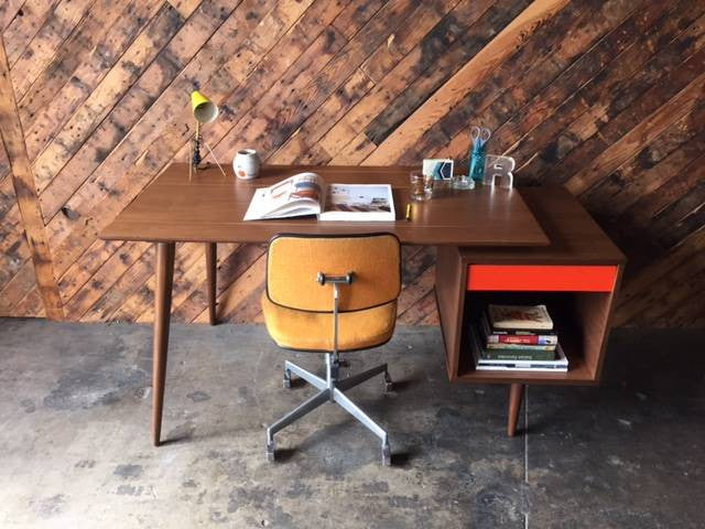 Mid Century Style Custom Large Walnut Desk