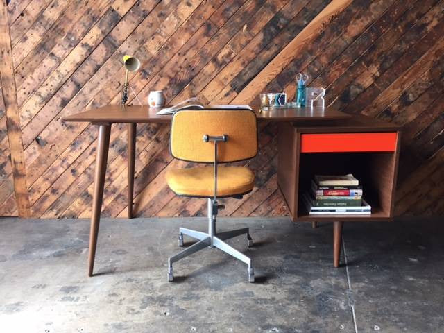 Mid Century Style Custom Large Walnut Desk