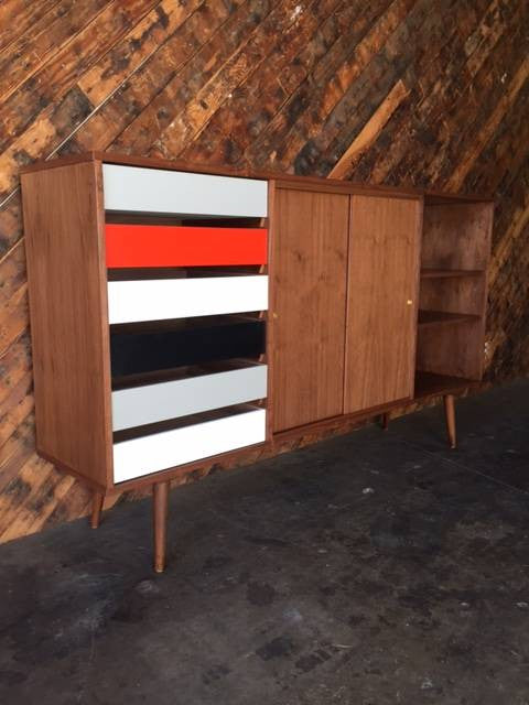 Mid Century Style Custom X Large Credenza with 6 drawers