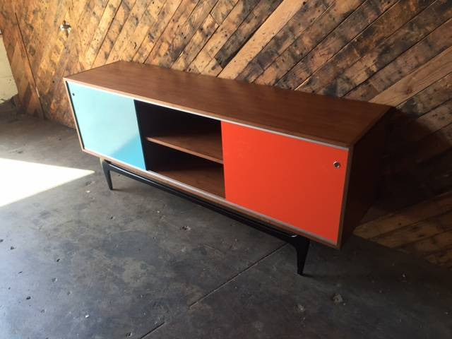 Mid Century Style Custom Lacquer Credenza and sculpted base