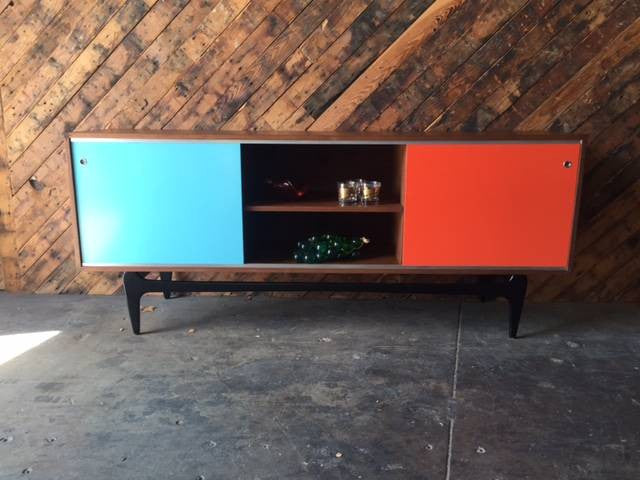 Mid Century Style Custom Lacquer Credenza and sculpted base