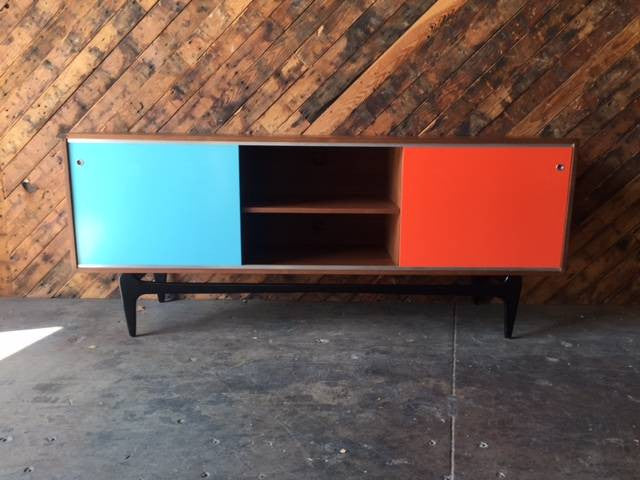 Mid Century Style Custom Lacquer Credenza and sculpted base