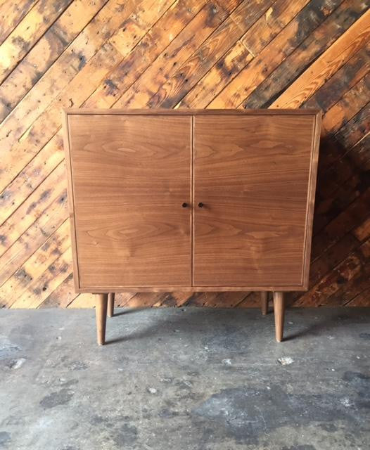 Custom Mid Century Style Walnut Cabinet