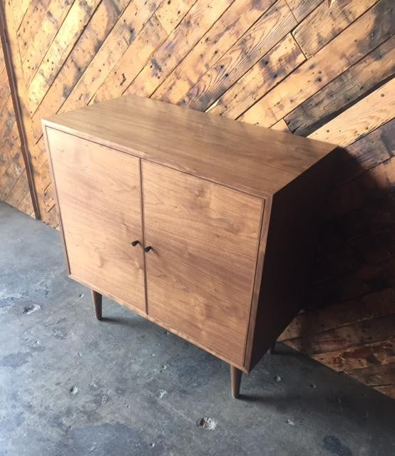 Custom Mid Century Style Walnut Cabinet