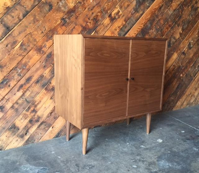 Custom Mid Century Style Walnut Cabinet