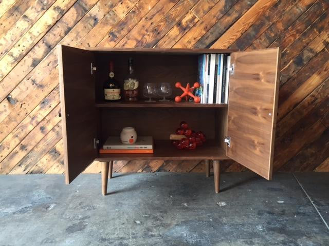 Custom Mid Century Style Walnut Cabinet