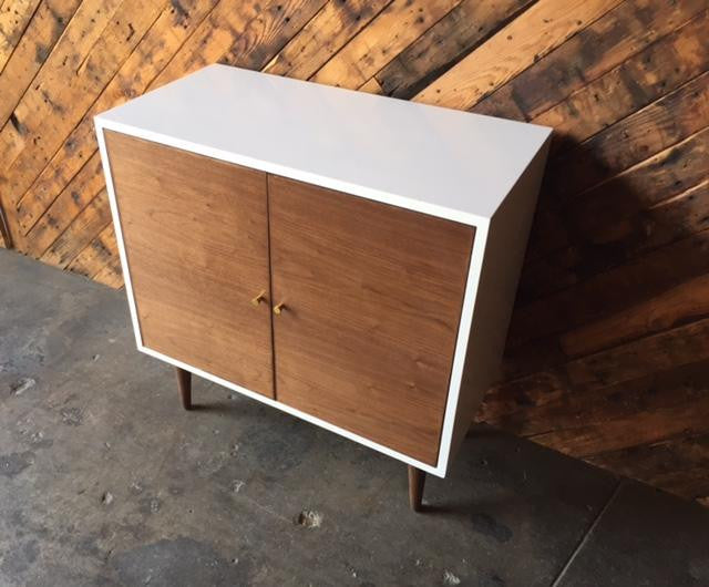 Custom Mid Century Style Walnut Lacquer Cabinet