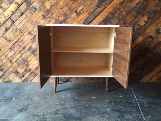Custom Mid Century Style Walnut Lacquer Cabinet