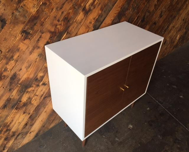Custom Mid Century Style Walnut Lacquer Cabinet
