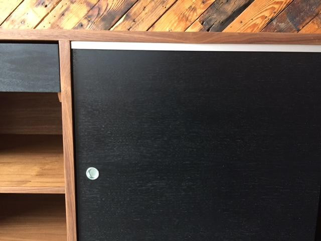 Custom Mid Century Style Walnut Credenza Cabinet