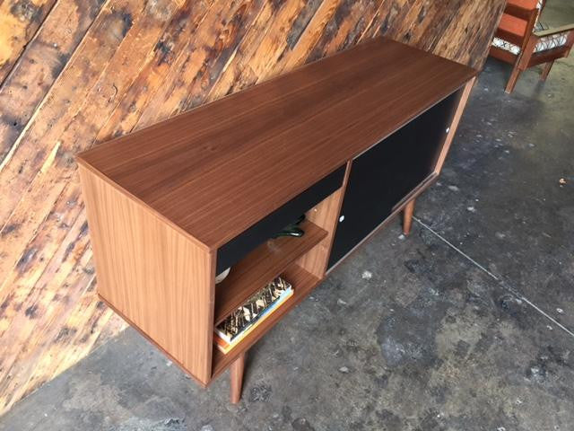 Custom Mid Century Style Walnut Credenza Cabinet