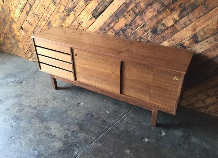 Mid Century Style Custom Walnut Credenza