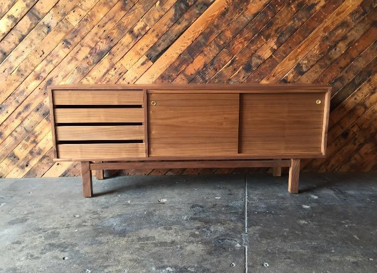 Mid Century Style Custom Walnut Credenza
